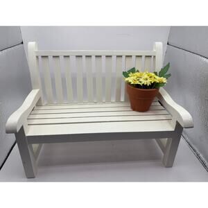 Byers Choice Wooden Bench With Flower Pot Made 2005